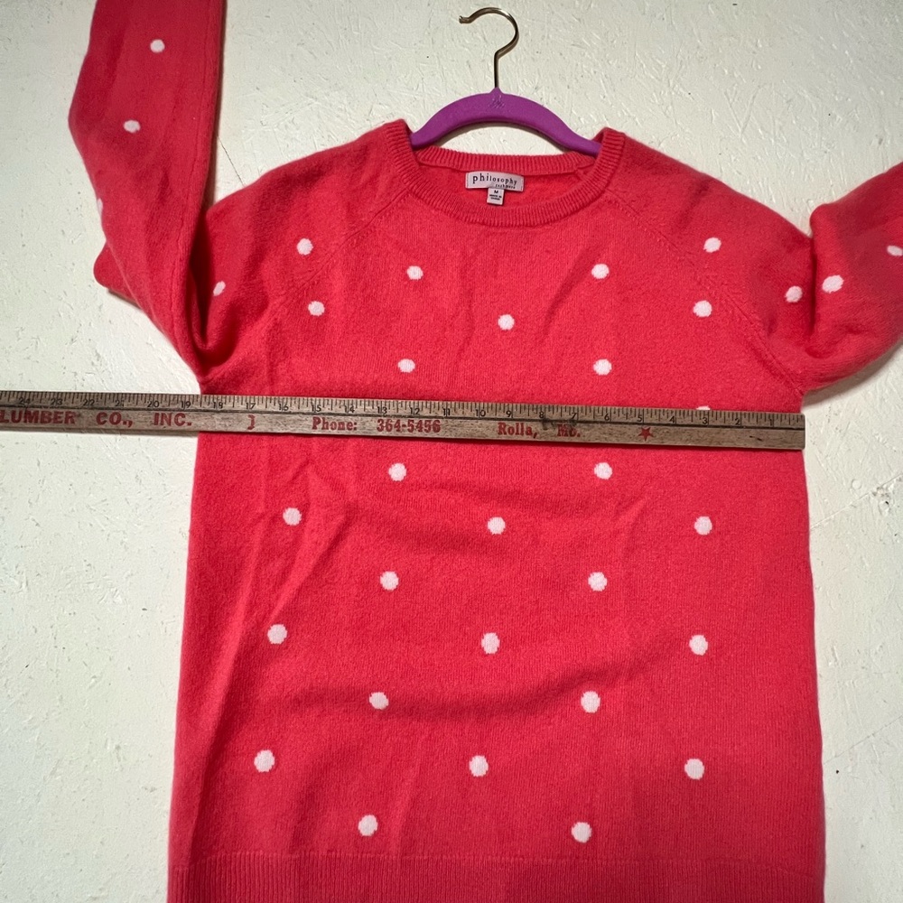 Watermelon colored polka dot Cashmere sweater Size m